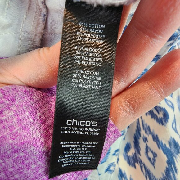 Chico's NEW So Slimming Indigo Geo Jegging Jean Antique White Southwestern Print - Picture 5 of 14